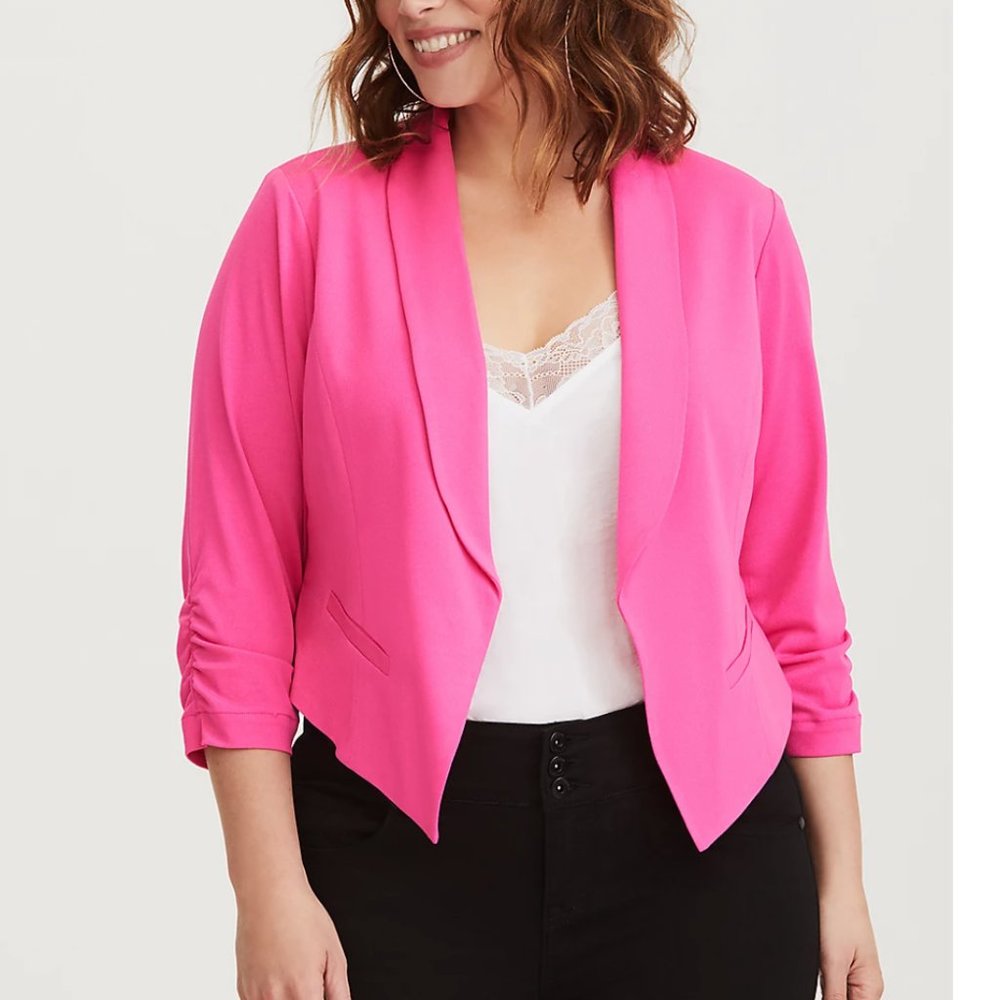 Torrid Pink Ruched Crepe Blazer